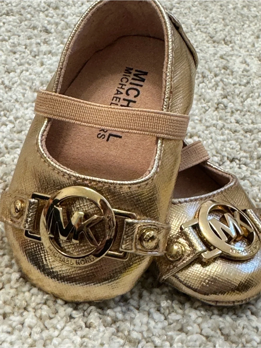 Michael Kors Kids Metallic Gold Mary Jane Flats